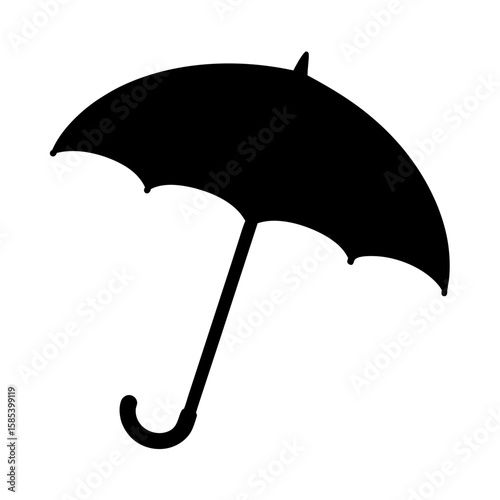 Simple silhouette of a black umbrella against a white background illustration