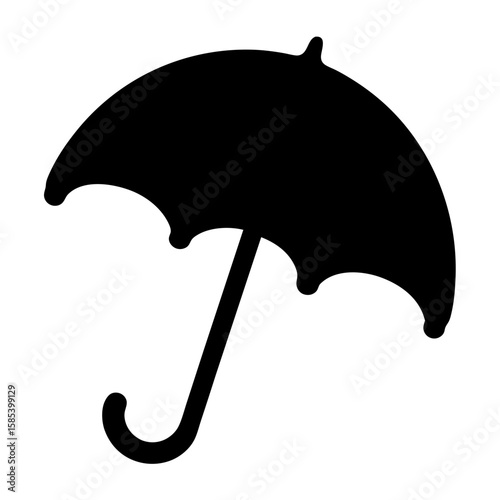 Simple Black Umbrella Illustration Against a White Background for Weather Protection