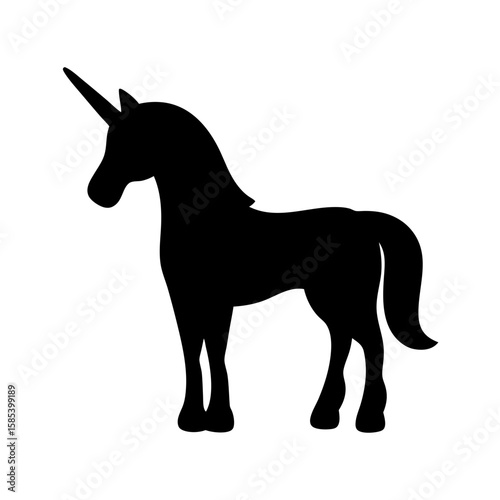 Silhouette of a Majestic Unicorn Standing Still in Black and White