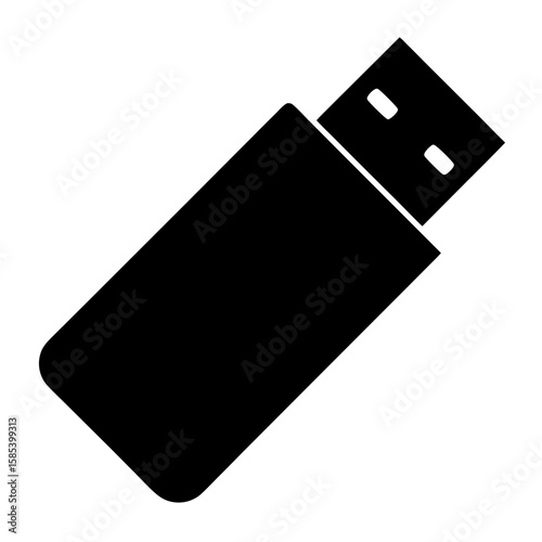 Black USB flash drive, memory stick, data storage, technology accessory icon