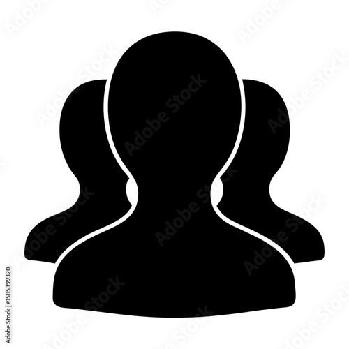 Black and white silhouette of three people representing a team, group.