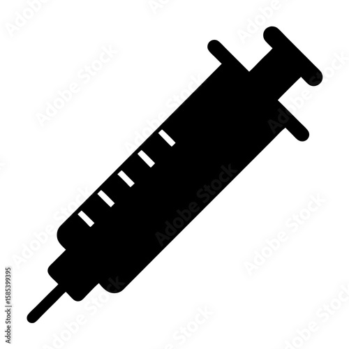 Black Silhouette of a Medical Syringe used for Injections and Vaccinations