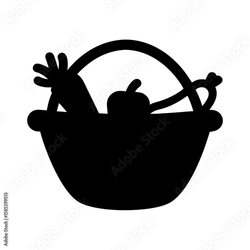 A delightful silhouette of a harvest basket overflowing with fresh vegetables