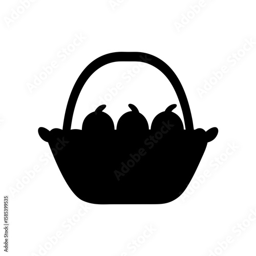 Silhouette of a basket filled with three fruits, a simple design