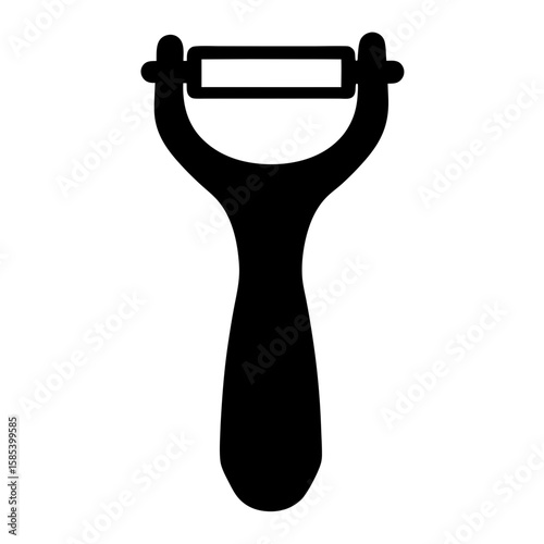 Simple black and white image of a vegetable peeler for kitchen usage