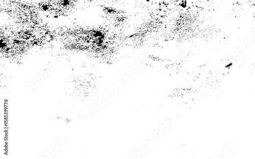 Black grainy texture isolated on white background. Dust overlay. Dark noise granules. Vector illustration.