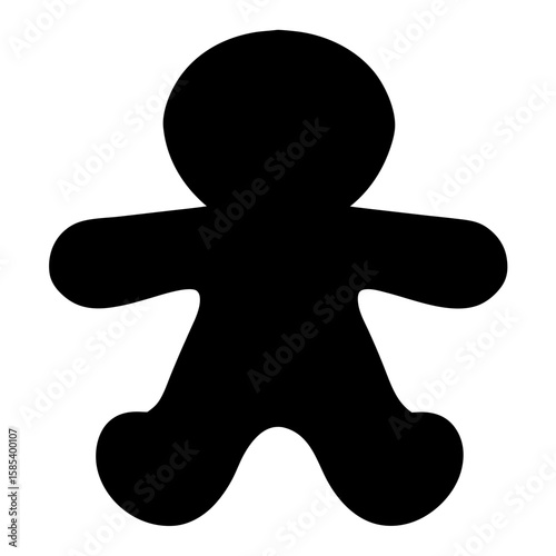 Simple Black Silhouette of a Humanoid Figure with Rounded Limbs and Head