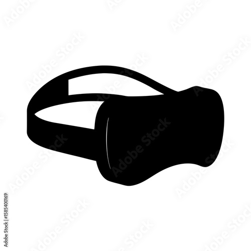 Isolated black silhouette of a virtual reality headset on a white background