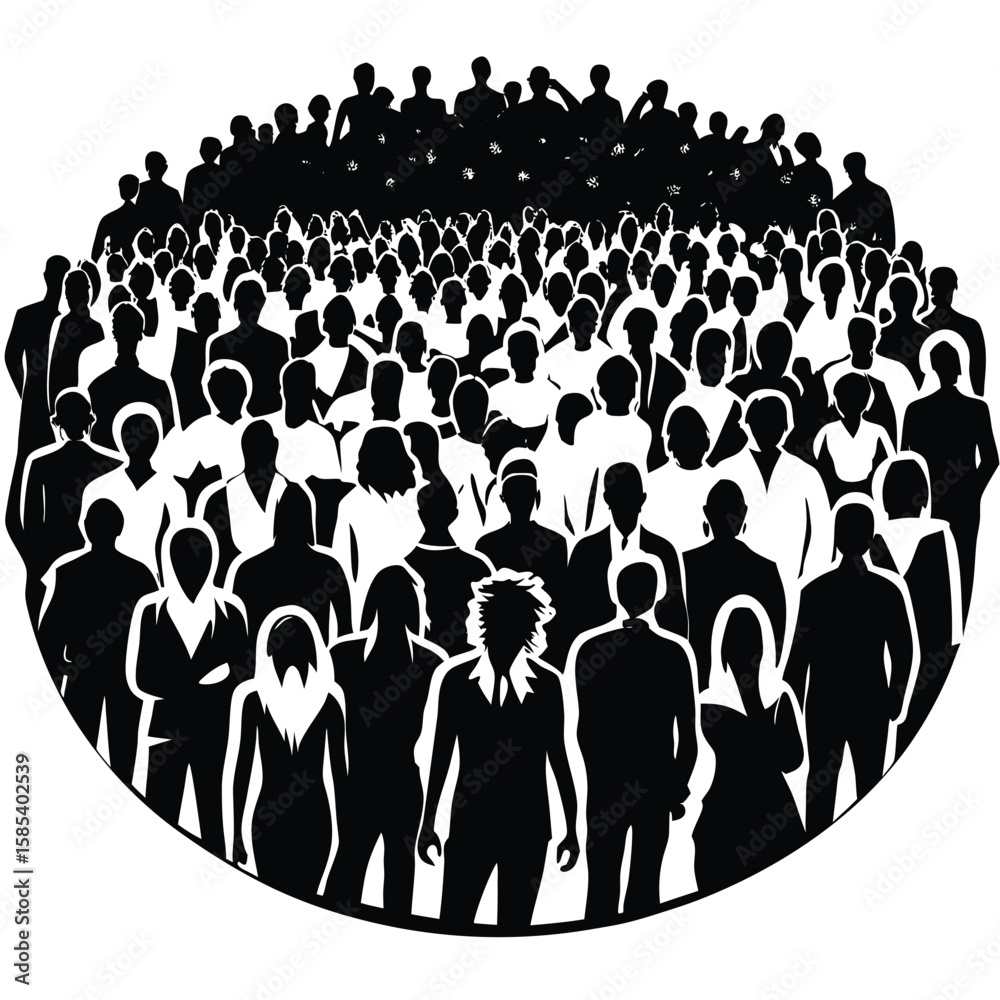 Naklejka premium Crowd of Diverse Flattened People Vectors Isolated on a White Background