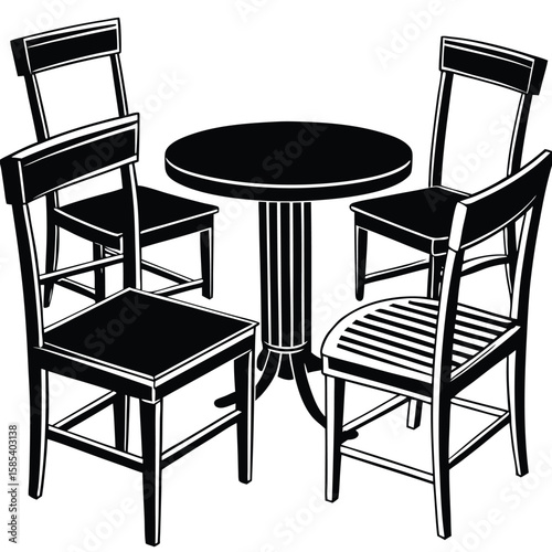Isolated Vector Set of Comfortable Chairs, Tables, and Decor for Interior Design