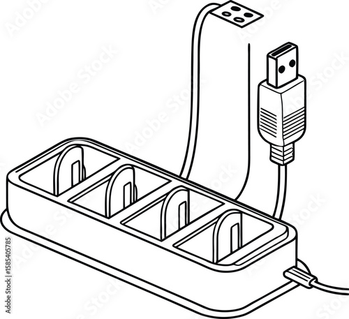 Battery charger graphic with USB connector for electronics