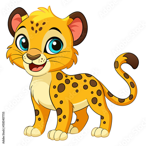 A Bright-Eyed, Spotted Young Wildcat with a Golden Coat, Swift Paws, and an Adventurous Spark, Ready to Dash Through the Savanna with Curiosity, Courage, and a Roar Full of Wonder