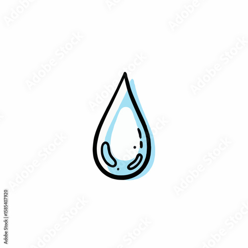Illustration of a single water droplet with blue highlights