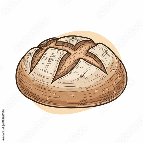 Illustration of a loaf of bread with a decorative cross cut