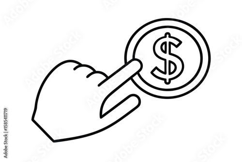 Touchscreen Hand With Dollar Symbol