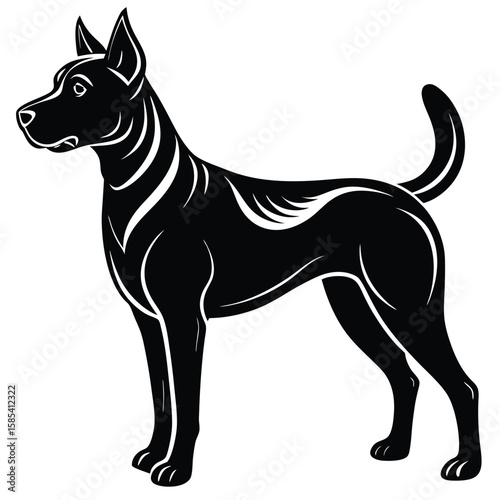 Collection of Isolated Dog Silhouettes in Various Poses