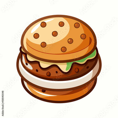 Mouthwatering Juicy Burger.  A Delicious Fast Food Meal