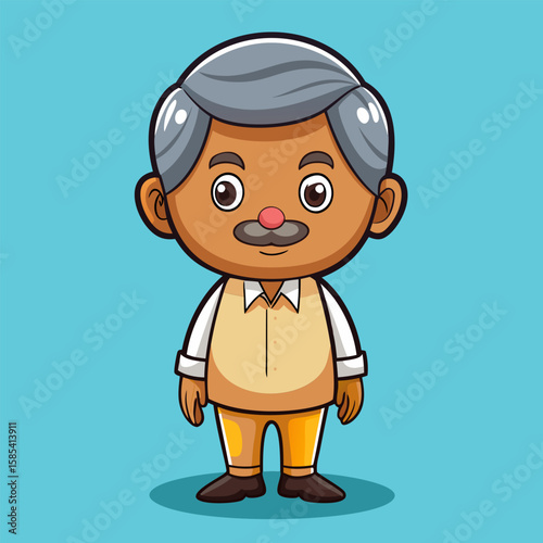 Cartoon Illustration of a Happy Senior Man