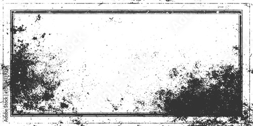 Distressed rectangular frame with textured grunge overlay and scattered speckles vector