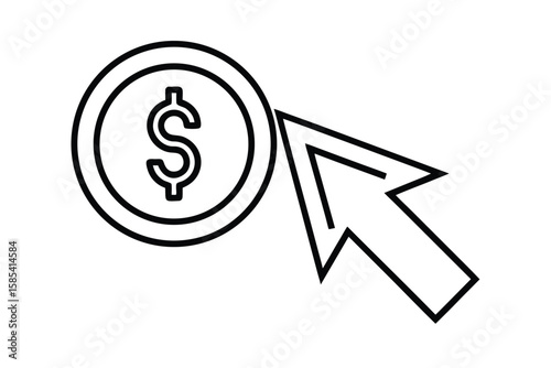 Pay Per Click Icon With Cursor And Coin