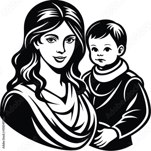 Heartwarming Silhouette of a Devoted Mother Embracing Her Child