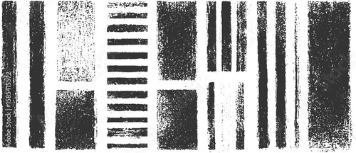 Textured vertical and horizontal stripes with grunge effect black white