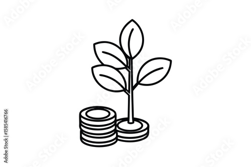 Investment Plant Growing From Coins