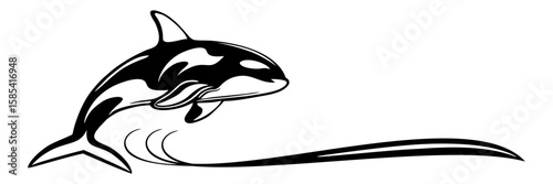 Line art silhouette orca illustration