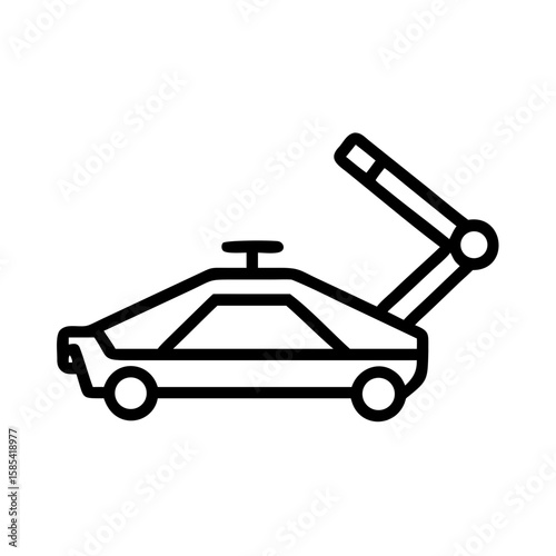 Car jack lifting vehicle in minimal line art style  