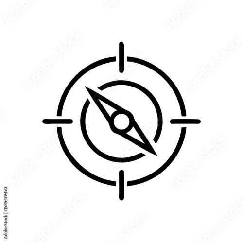 Compass rose icon in minimalist design on white background  