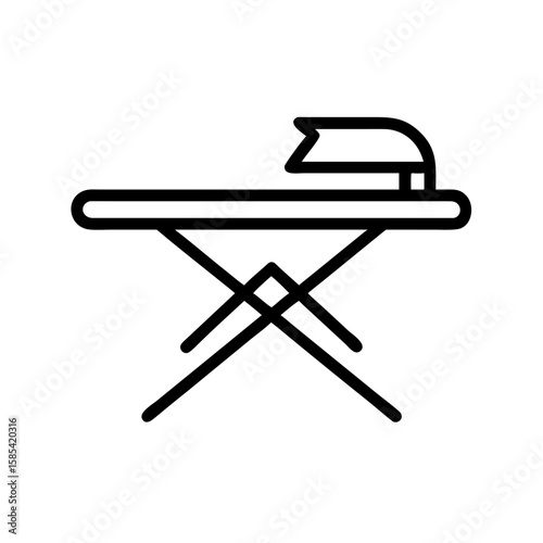 Ironing board outline with cover for home laundry tasks  