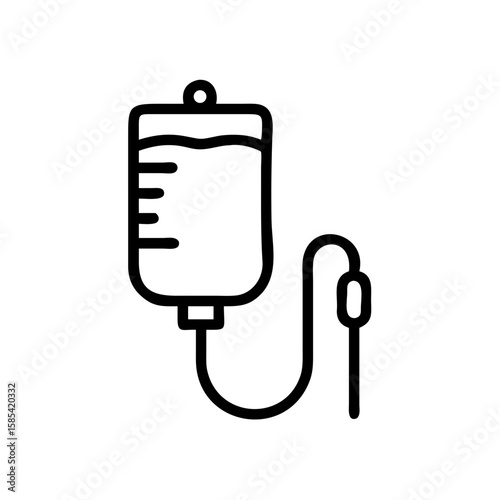 IV drip bag with connected tube for medical use  