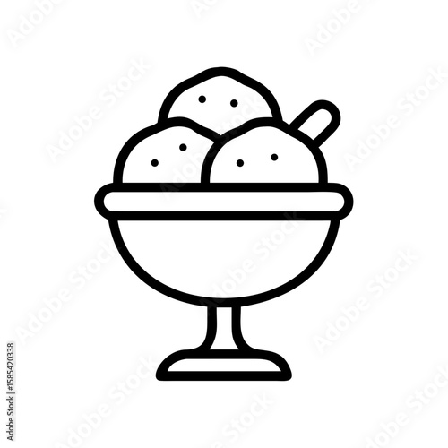Ice cream bowl with three scoops and a spoon  