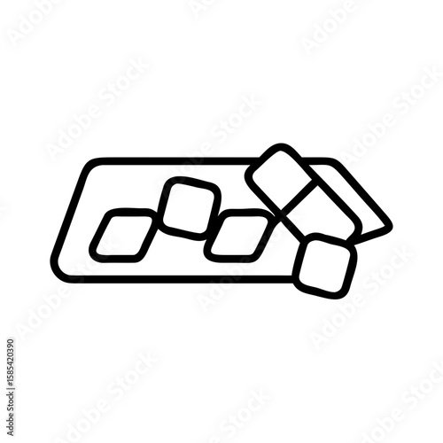 Ice cube tray with ice cubes on white background  