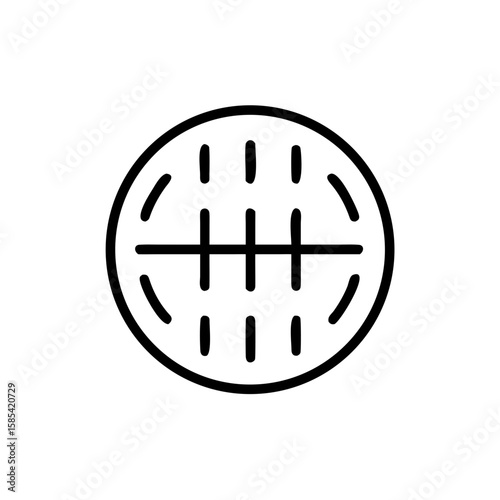 Manhole cover in black line art style on white background  