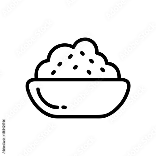 Bowl of mashed potatoes with butter on white background  