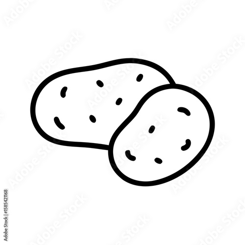 Two potatoes illustrated in a simple black line art style  