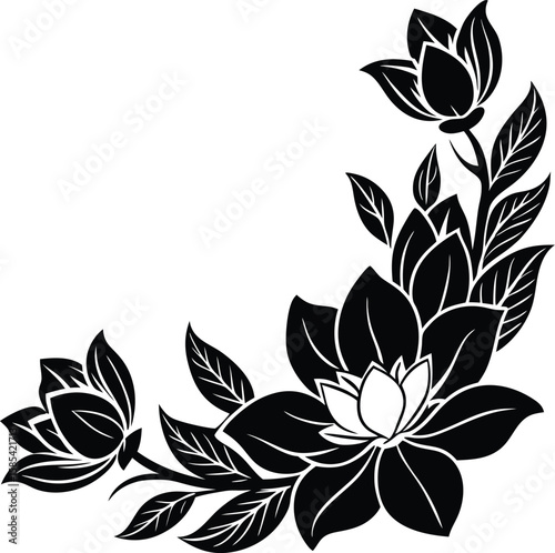 Elegant Magnolia Corner Silhouette Design
