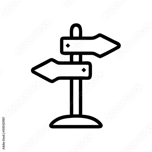 Directional sign with two arrows on a pole in minimalist style  