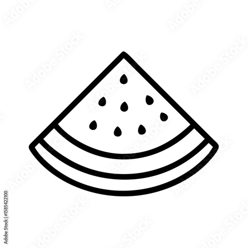 Watermelon slice illustration with black outline on white background  
