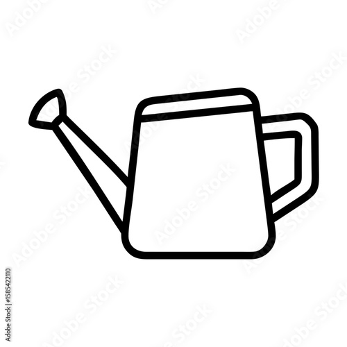 Simple line art watering can in minimalist style  