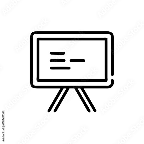 Whiteboard with notes displayed in minimalist line art style  