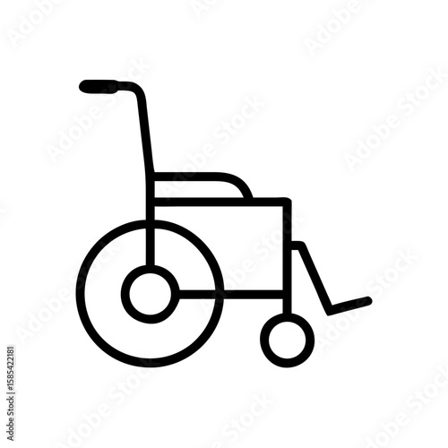 Simple line drawing of a wheelchair on white background  