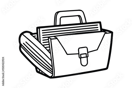 Business Briefcase With Documents No Text