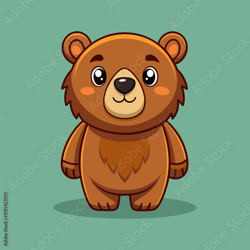 Adorable Brown Bear Cub Cartoon Illustration