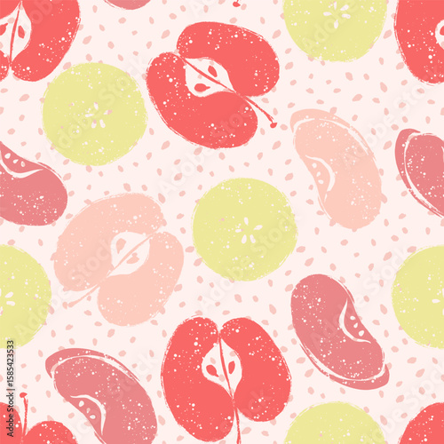 Sweet Apple Slices Vector Seamless Pattern