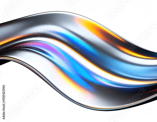 Abstract metallic flowing ribbons