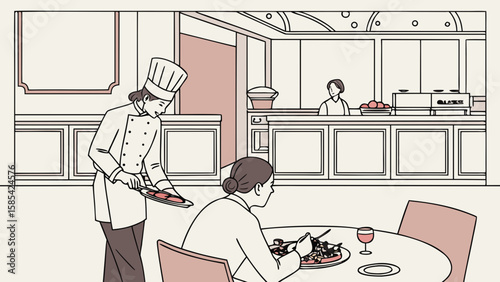 Vector Illustration of a Kitchen