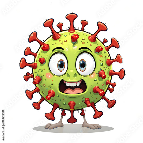 Cartoon Virus Character – Fun Transparent PNG for Kids' Health Education Projects