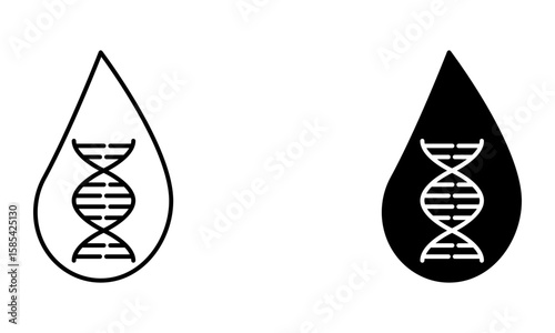 blood droplet with dna, dna sample test icon vector